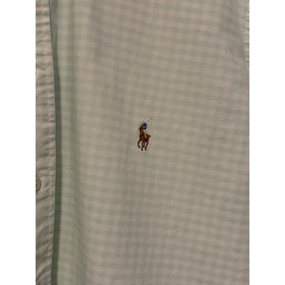 Ralph Lauren Polo Oxford Shirt Mens Size L Green Gingham Button Down Pony Preppy - Picture 5 of 11